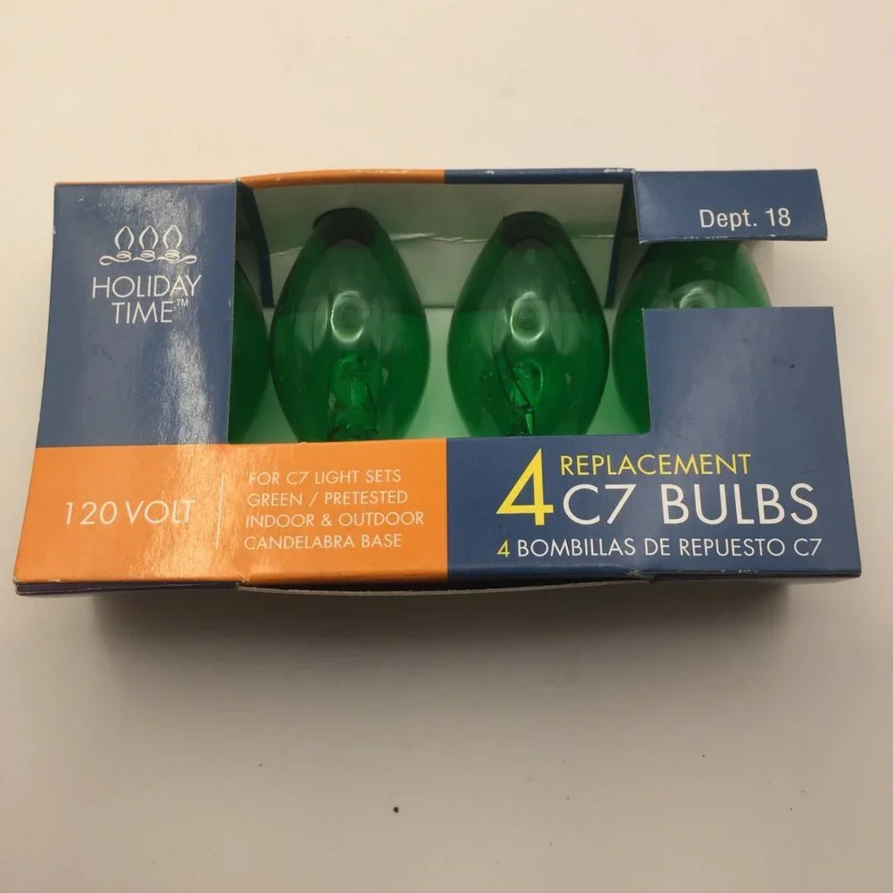 Holiday Time Christmas C7 Green Amber 3 Pack Replacement Light Bulb 120V